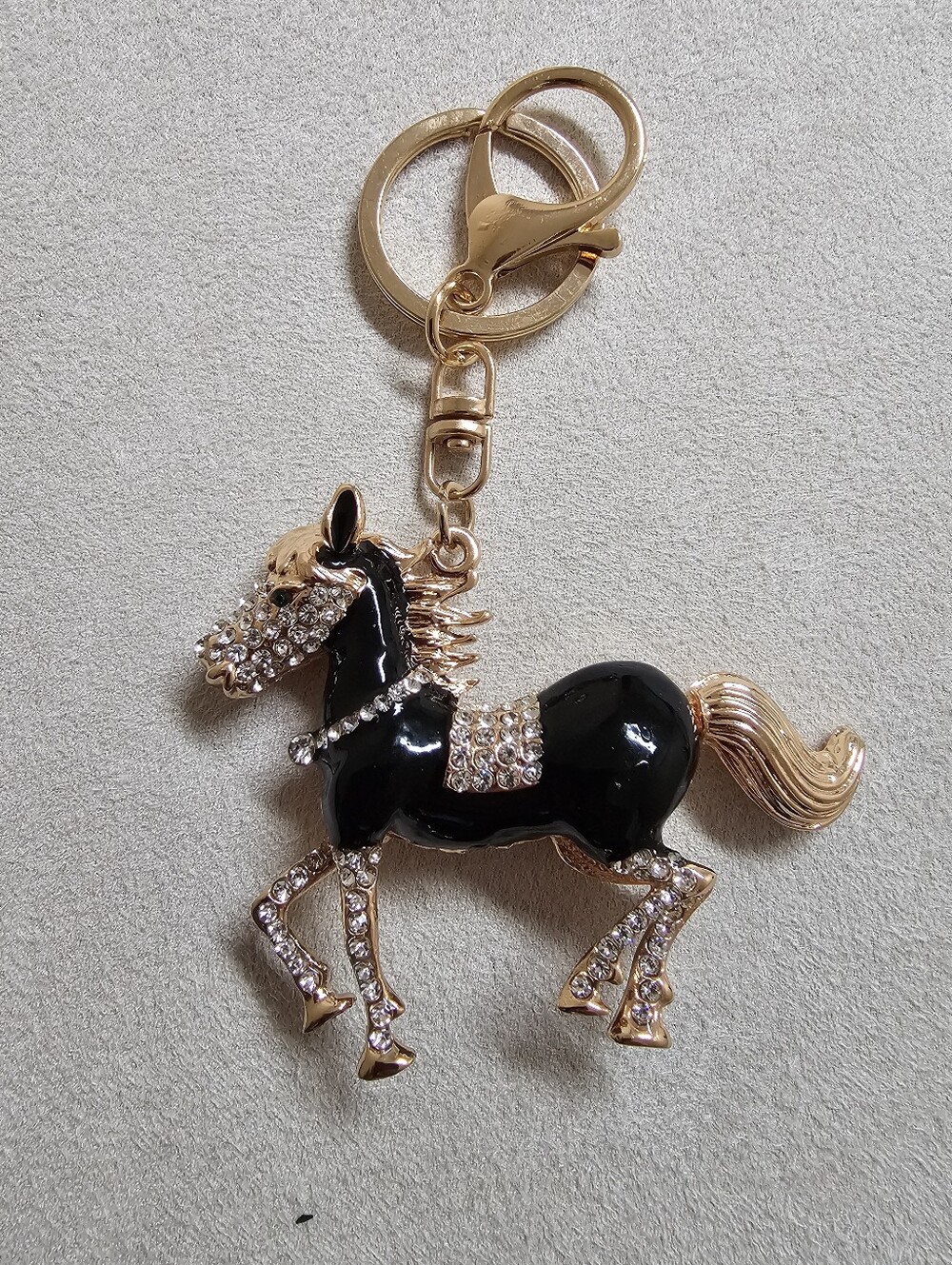 BlackHorse Keyring Pendant Rhinestones Organiser for Cars Bags Decoration Lucky